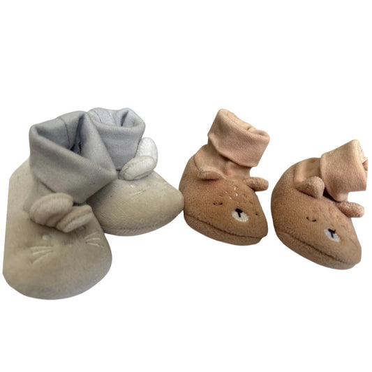 Lot 2 paires de chaussons 0/3 mois