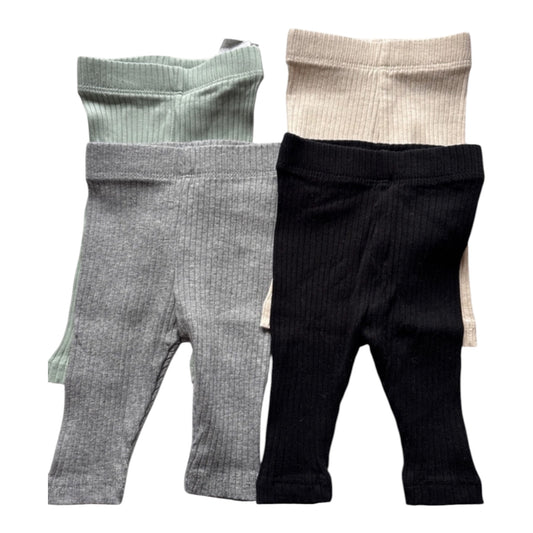 4 leggings en coton côtelé
